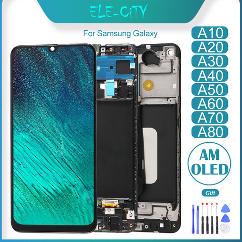 OEM pour Samsung Galaxy A10 A20 A30 A40 A50 A60 A70 A80 A90 A40s A30s AMOLED écran tactile avec remplacement de l'assemblage du cadre ► Photo 1/6