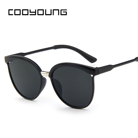 COOYOUNG – lunettes de soleil œil de chat pour femmes, verres solaires de styliste de marque, revêtement miroir, Sexy, UV400 ► Photo 1/6
