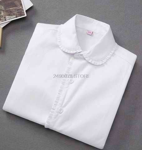 Enfants chemises pour filles été blanc Blouses enfant anniversaire chemises école Performance uniforme 4-16 ans fête Blouses ► Photo 1/6