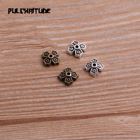 Réceptacle MINI fleur ajouré pour la fabrication de bijoux, accessoires de bijouterie espacés, breloques pour la fabrication de bijoux, deux couleurs, 7x7mm, 60 pièces ► Photo 1/5