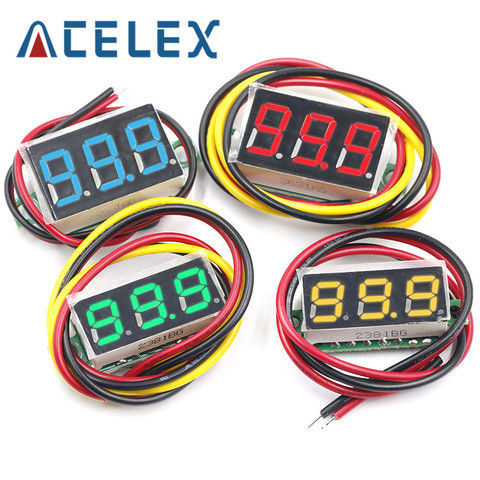 Tête de voltmètre numérique cc 0.36 pouces, LED pouces, DC 0-30.0V, pour moto, voltmètre à trois fils, rouge, vert, bleu ► Photo 1/6