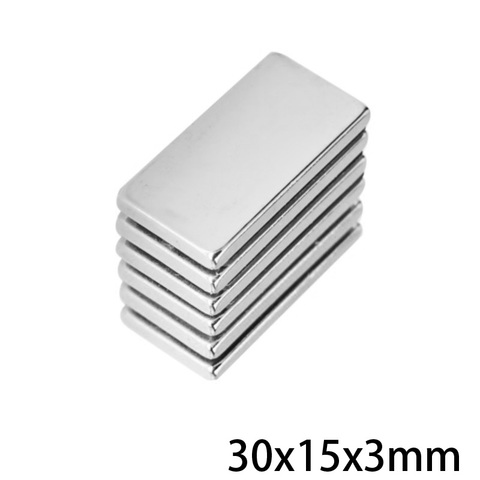 Bloc d'aimants puissants en néodyme N35, 30X15x3mm, 30x15X3mm, 2 à 50 pièces ► Photo 1/6