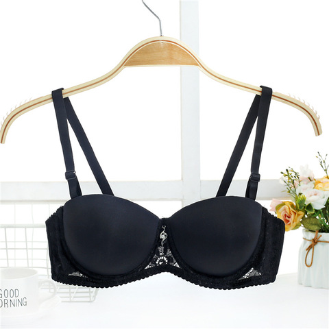 Soutien-gorge Push-Up, demi-tasse, petite poitrine, double taille, lisse et sans couture, à armatures, robe de mariée, sous-vêtements pour femmes, doux, 1/2 ► Photo 1/6