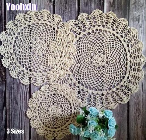 Gobelet rond Vintage en coton à Crochet de 20-40CM, gobelet en verre, napperon, napperon de noël, décoration de mariage ► Photo 1/5