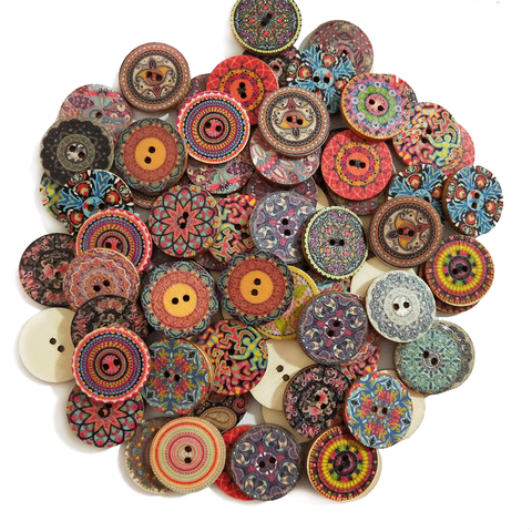 15-25mm 50pcs rétro boutons en bois 2 trous pour travail manuel couture Scrapbook vêtements bouton bricolage artisanat accessoires cadeau carte décor ► Photo 1/6