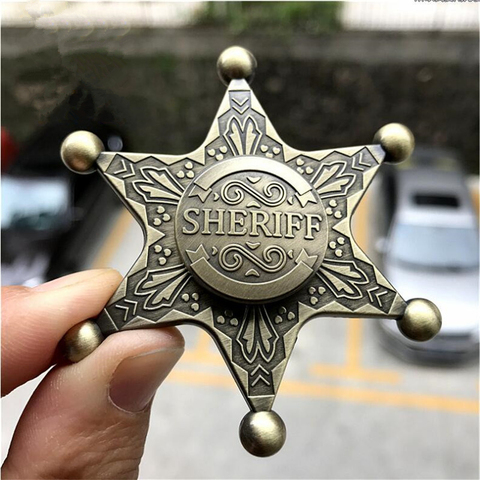 Nouveau shérif haut états-unis insigne de Police Cosplay Costumes de création accessoires shérif hexagone Neptune en alliage de Zinc Fidget Spinner ► Photo 1/6