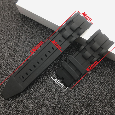 26mm Silicone caoutchouc Bracelet de montre noir de luxe hommes Bracelet de montre Bracelet sans boucle pour Invicta/Pro/sangle de plongeur ► Photo 1/6