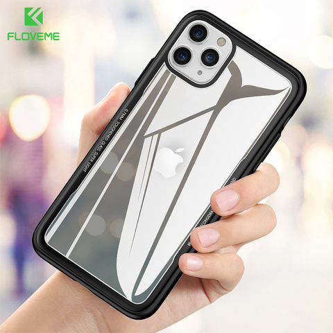 FLOVEME étui en verre pour iPhone 11 Pro Max étui en verre trempé de protection Transparent pour iPhone 7 8 housse pour iPhone X XR XS Max ► Photo 1/6