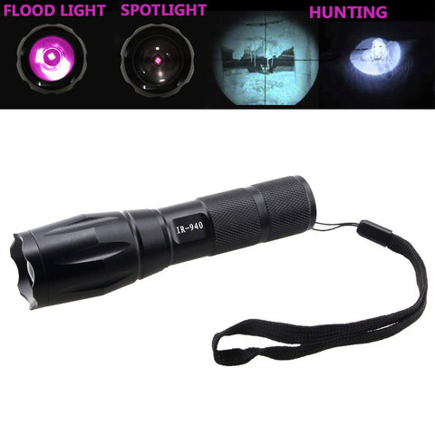 Lampe de poche puissante à lumière LED, Zoomable, Rechargeable, IR, 940nm, 7W, torche 18650 x aaa, pour l'extérieur, le Camping ► Photo 1/6