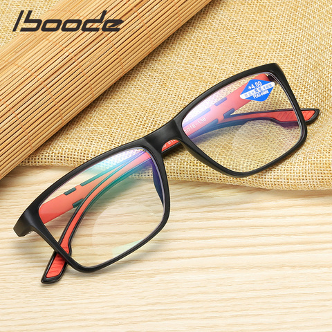 Iboode Anti-bleu lunettes de lecture Ultra léger résine ordinateur lunettes mode Flexible Portable lumière lunettes + 1.0 1.5 2 2.5 4.0 ► Photo 1/6