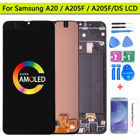 6.4 ''Super AMOLED pour Samsung Galaxy A20 A205 SM-A205F A205FN écran LCD avec assemblage de numériseur d'écran tactile ► Photo 1/6