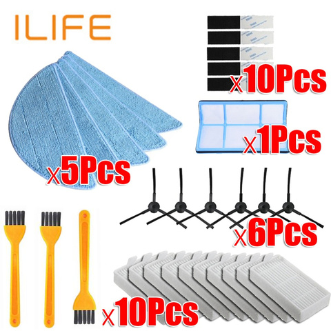 Filtre Hepa pour aspirateur robot ilife v5/v5s/V3/V3s/v5pro/V50/V55/x5/v5s pro, brosse latérale, pièces détachées ► Photo 1/4