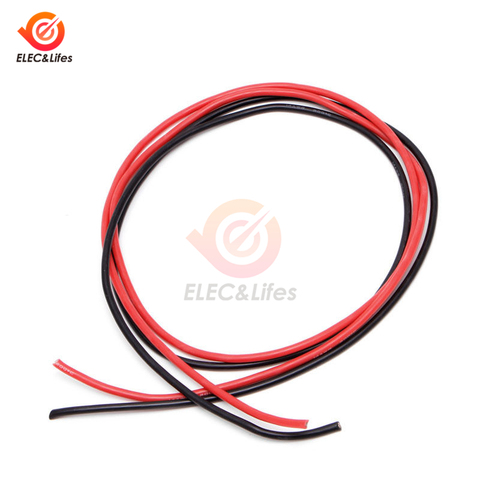 Fil de jauge de 14 AWG, câbles flexibles en cuivre pour RC noir 1m + rouge 1M 14AWG ► Photo 1/5