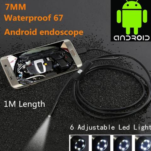 Noir 6LED 1 M 7mm lentille USB Endoscope caméra HD étanche tuyau inspection Endoscope pour Android PC téléphone et portable dispositif ► Photo 1/6
