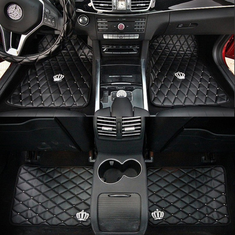 Tapis de pied de voiture universel en cuir, couronne Rivet antidérapant, tapis de sol de voiture, stylisme automobile, accessoires de protection d'intérieur ► Photo 1/5