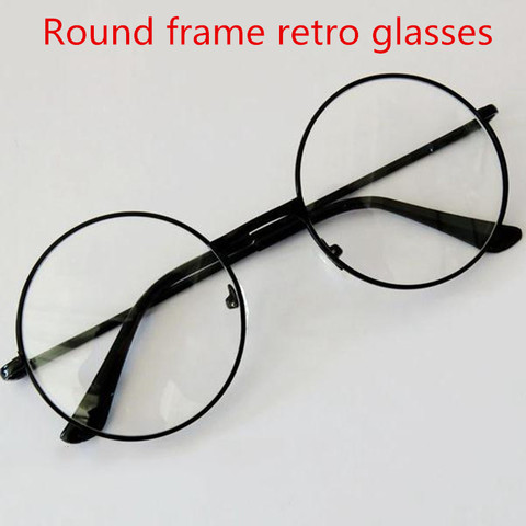 Lunettes Nerd Geek pour femmes | Monture métallique rétro mode, lentille claire, lunettes noires surdimensionnées rond cercle ► Photo 1/6