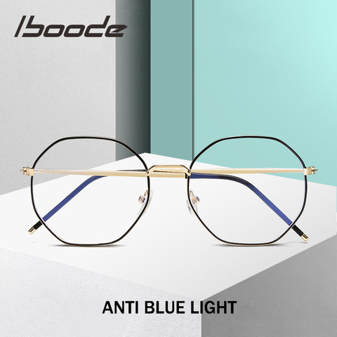 Iboode – montures de lunettes en métal pour hommes et femmes, verres optiques rétro Vintage, Anti-lumière bleue, monture transparente ► Photo 1/6