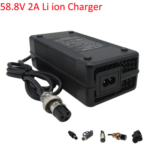 Chargeur au Lithium 58.8V 2a utilisé pour batterie Li-ion 51.8V 52V 14S de vélo électrique, GX16 XLRM DC 5.5*2.1 RCA avec ventilateur ► Photo 1/5