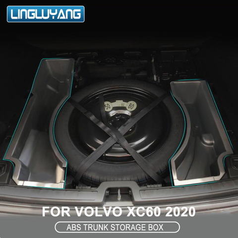 Pour Volvo xc60 2022 coffre boîte de rangement xc60 roue de secours boîte de rangement ABS matériel/flocage voiture accessoires ► Photo 1/6