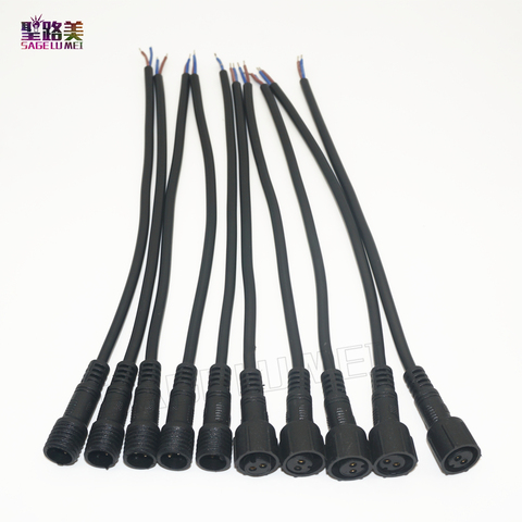 Connecteur mâle vers femelle, 5/10/20/50 paires, 2 broches, 3 broches, 4 broches, 5 broches, câble led étanche IP68, câble noir 20cm pour lumière LED ► Photo 1/6