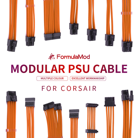 Formula amod – Kit de câbles PSU entièrement modulaire, avec manchons 18awg, Fm-BZXZ, pour CORSAIR modulaire (veuillez vérifier la compatibilité) ► Photo 1/6