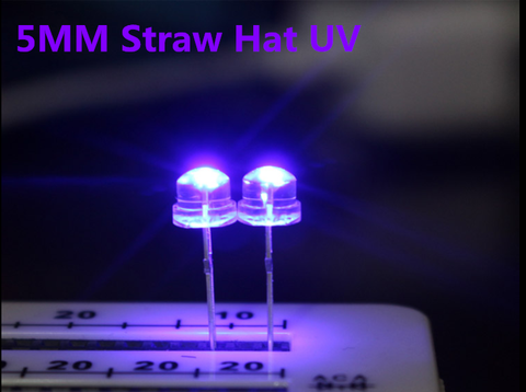 Chapeau de paille violet à grand Angle, 100 pièces, lampe LED à Diode électroluminescente, violet, 395nm-400nm, Transparent 5mm 20ma 3V ► Photo 1/4