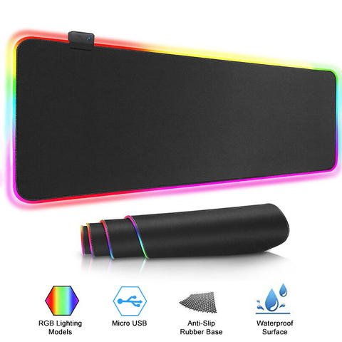 Grand tapis de souris pour ordinateur de bureau, accessoire de Gamer avec rétroéclairage RGB, taille XXL ► Photo 1/6