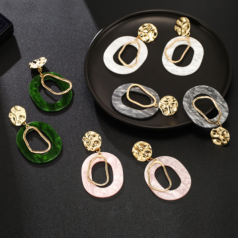 Boucles d'oreilles géométriques en acrylique pour femmes, Vintage, ovale, rond, en résine, bijoux de mariage, 2022 ► Photo 1/6