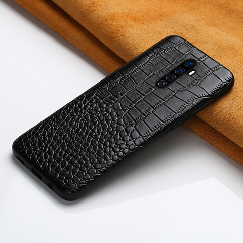 Coque à Grain de Crocodile en cuir véritable, étui pour Realme X2 X7 X50 Pro 5 6 7 Pro X XT C3, pour OPPO A5 A9 2022 Find X2 Reno 4 2 3 Z ► Photo 1/6