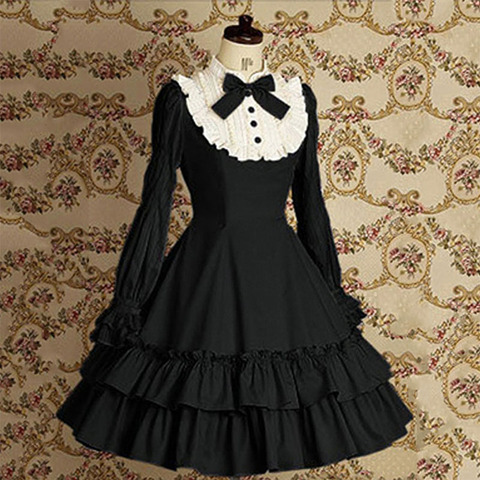 Robe Vintage Slim en coton pour filles, modèle classique Lolita Mary madeleine, avec nœud papillon, couche de volants, Mini Costume de princesse pour femmes ► Photo 1/6