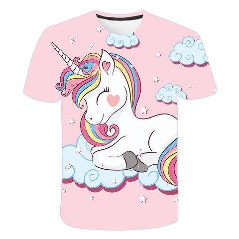 Filles 3D licorne impression T-shirts mignon unicorno t-shirt filles nouveau été T-shirts haut vêtements enfants dessin animé vêtements décontracté xxx adolescent ► Photo 1/6