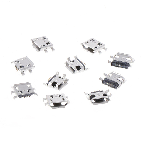 10 pièces Micro USB Type B 5 broches femelle SMD 4 broches jambes DIP prise connecteur livraison directe Support ► Photo 1/6