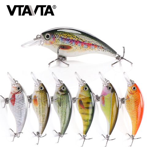 VTAVTA 6cm 10g cliquetis appâts de pêche leurres Wobblers pour matériel de pêche leurre méné appât dur artificiel noir méné poisson ► Photo 1/6