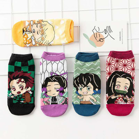 Démon tueur Kimetsu No Yaiba chaussette chaussettes courtes Cosplay accessoire dessins animé Anime Kamado Tanjirou Kamado Nezuko coton chaussettes Halloween ► Photo 1/5