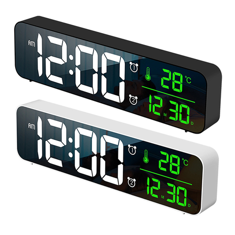 LED réveil montre avec Port USB Table numérique miroir réveil montre pour chambres Snooze fonction électronique bureau horloges ► Photo 1/6