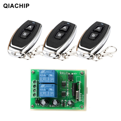 QIACHIP 433 Mhz Universel Sans Fil Commutateur de Commande À Distance DC 12 V 2CH RF Relais Récepteur Module + 2 CH RF 433 Mhz À Distance Émetteur ► Photo 1/6