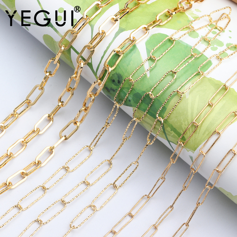 YEGUI-chaîne bricolage-même, plaqué or 18k, accessoires de bijouterie, pour fabrication bricolage bijoux, 1 m/lot, C73 ► Photo 1/6