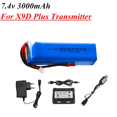 Batterie Lipo, rechargeable, 3000mAh, 7.4V, pour transmetteur Frsky Taranis X9D Plus 2S 7.4v ► Photo 1/5