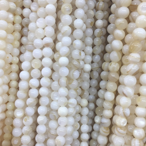 Perles en coquille de perles naturelles en coquille, coquille, perles rondes pour la fabrication de bijoux, bricolage, Bracelet à breloques ► Photo 1/4