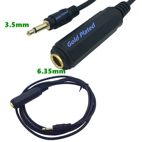 Câble adaptateur audio mono Jack 6.35mm à prise 3.5mm, Extension de casque, 1.5m6.35 femelle à 3.5 mâle ► Photo 1/4