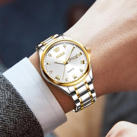 OLEVS-montre de Sport de luxe pour hommes, à Quartz, marque supérieure, en acier inoxydable, bracelet étanche, cadeaux ► Photo 1/6