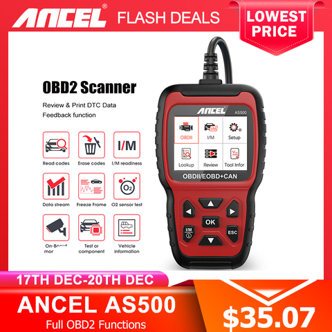 Ancel AS500 Scanner pour voiture, outils de diagnostic de voiture, lecteur de Code, prise OBD2, multilingue, mise à jour gratuite ► Photo 1/6