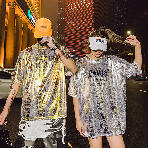 VERSMA – T-shirt à paillettes pour hommes et femmes, vêtements coréens, Top brillant, Costume de danse Hip Hop, Punk Rock, gothique, rappeur ► Photo 1/6