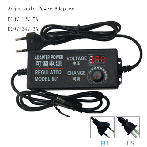 Adaptateur universel AC110-240V à DC3-12V 3-24V 9-24V avec écran d'affichage tension régulée 3V 12V 24V ► Photo 1/6