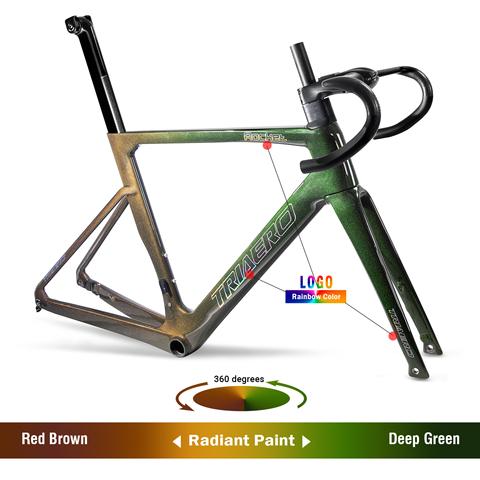 Icanbikes-cadre de vélo de route en fibre de carbone T800, supports de freins à disque, avec décalcomanies arc-en-ciel, peinture caméléon, modèle 2022x1 2/142x12 ► Photo 1/6