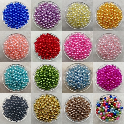 Perles rondes en acrylique pour la fabrication de bijoux, 4 / 6 / 8 /10mm ► Photo 1/5