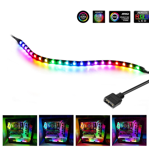 Bande lumineuse LED 5V 3 broches adressable pour ordinateur ASUS Aura SYNC,MSI Mystic Light,GIGABYTE et fusion 2.0, pour carte mère, pour ASUS Aura SYNC ► Photo 1/6