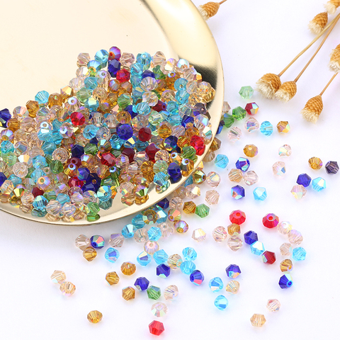 Gros 1000 pièces grand sac coloré 4mm Bicone perles de cristal perles de verre lâche entretoise perles bracelet bijoux faisant d ► Photo 1/6