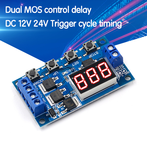Double MOS LED numérique DC 12V 24V, relais de retardement de temps, déclencheur de Cycle, minuterie interrupteur de retard, Circuit imprimé, Module de contrôle de synchronisation, bricolage ► Photo 1/6