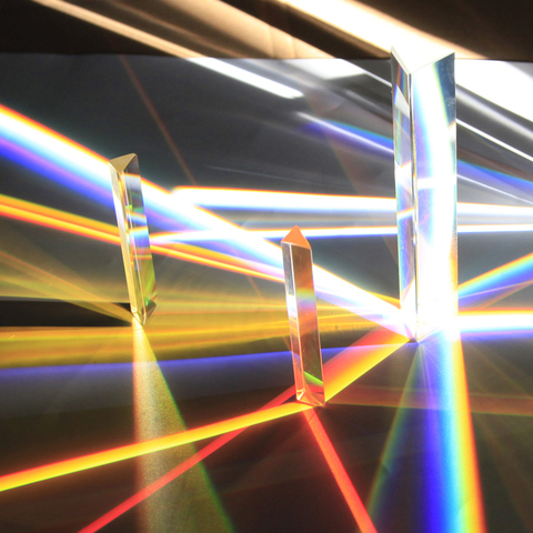 Prisme triangulaire en verre arc-en-ciel, expérience scientifique, prisme en verre optique pour les enfants à voir la réfraction de la lumière 14*14*87 ► Photo 1/6